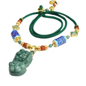 Natural Blue Water Jade Pendant Overlord Pixiu Jade Pendant Colourful Necklace