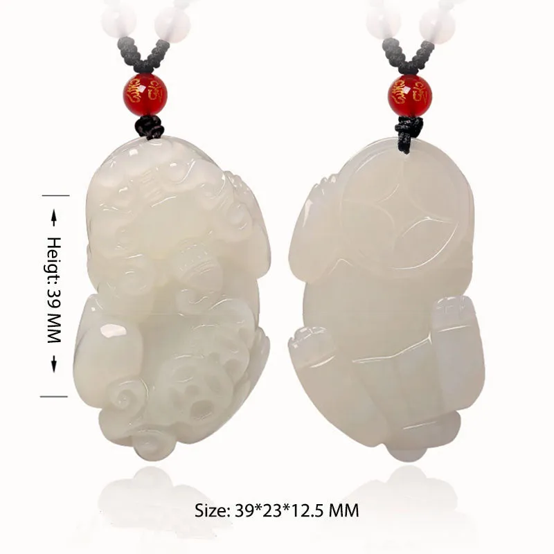 Natural Hetian Jade Pixiu「Fortune and Prosperity」Pendant Jade Necklace for Men and Women Chinese Jewelry Gift