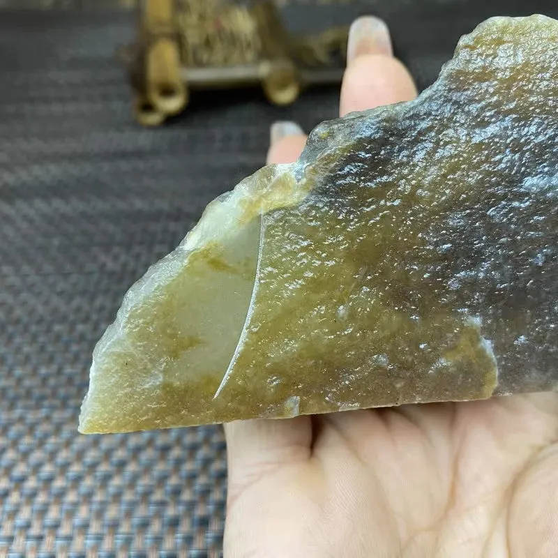 Natural Hetian Jade Rough Nephrite Raw (209g,10.8X5.6X2.8cm)