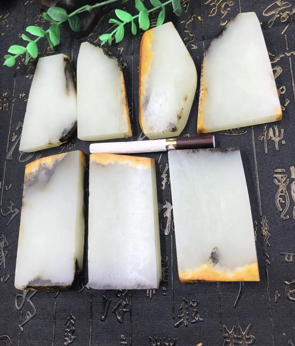 Natural Hetian Jade Rough Nephrite Raw 7 Pieces 626g