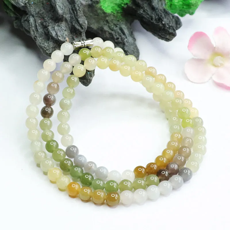 Natural Hotan Jade Colourful 108 Buddha Beads Necklace Beads Jade