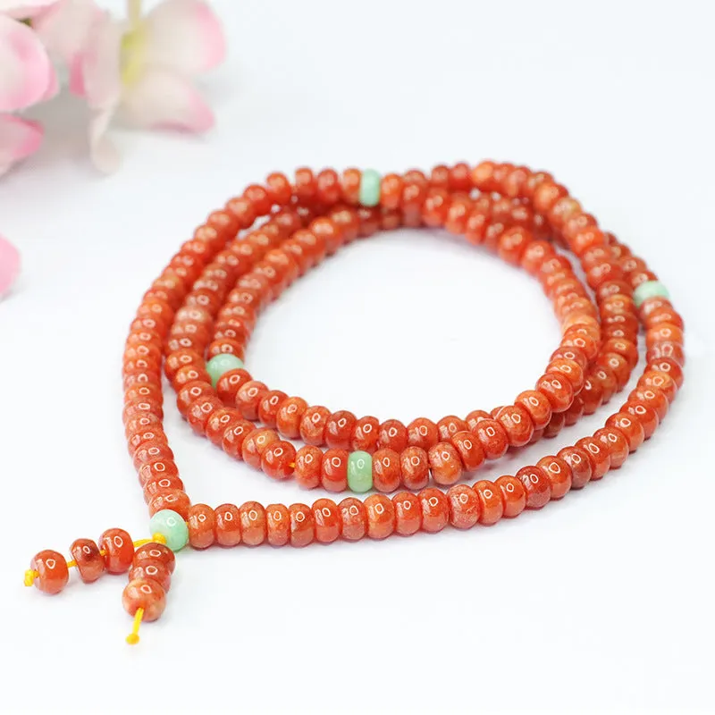 Natural Jade Necklace Red and Yellow Jade Abacus Beads Sweater Chain Jade