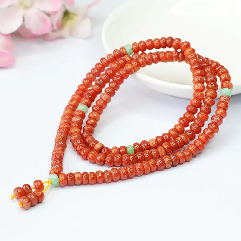 Natural Jade Necklace Red and Yellow Jade Abacus Beads Sweater Chain Jade