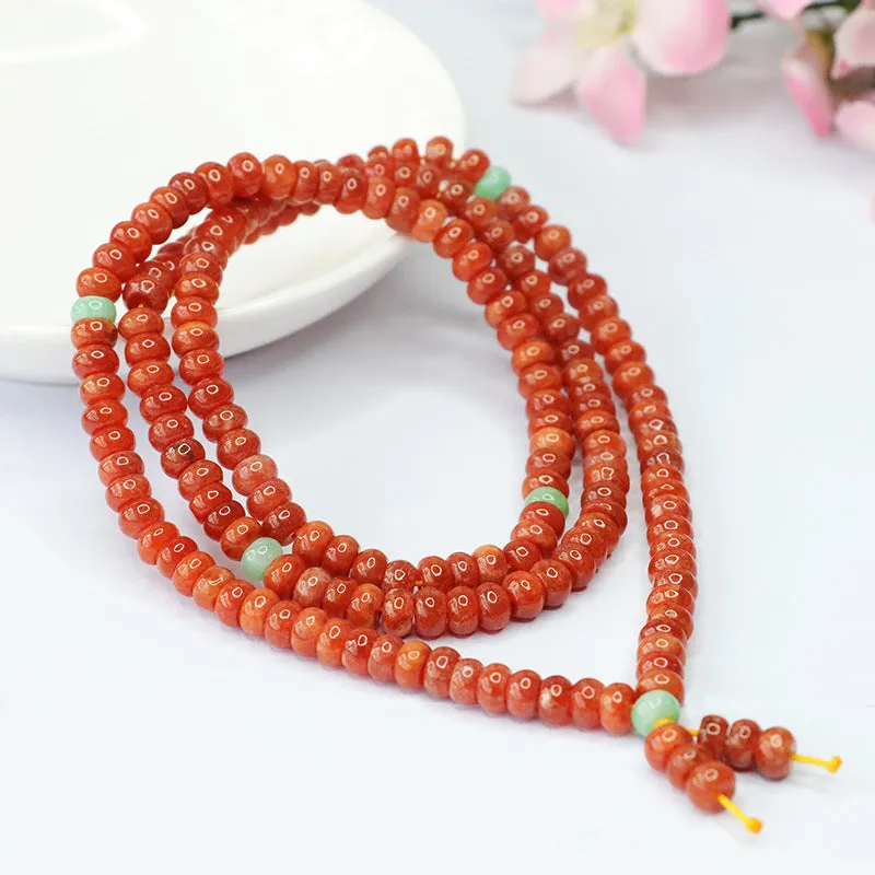 Natural Jade Necklace Red and Yellow Jade Abacus Beads Sweater Chain Jade