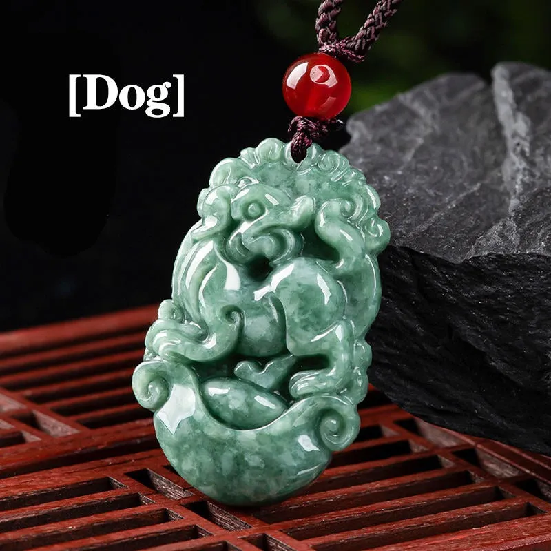 Natural Jadeite the twelve Jade zodiac necklace signs pendant fashion men's and women's accessories jade necklace