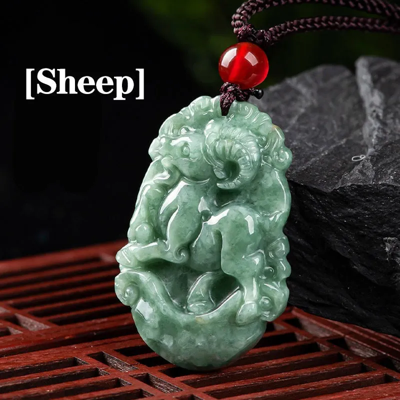 Natural Jadeite the twelve Jade zodiac necklace signs pendant fashion men's and women's accessories jade necklace