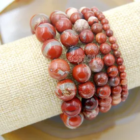 Natural Red Jasper Gemstone Beads Stretch Bracelet Healing Reiki