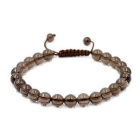 Natural Smoky Quartz 8mm Gemstone Healing Power Crystal Adjustable Macrame Bracelet