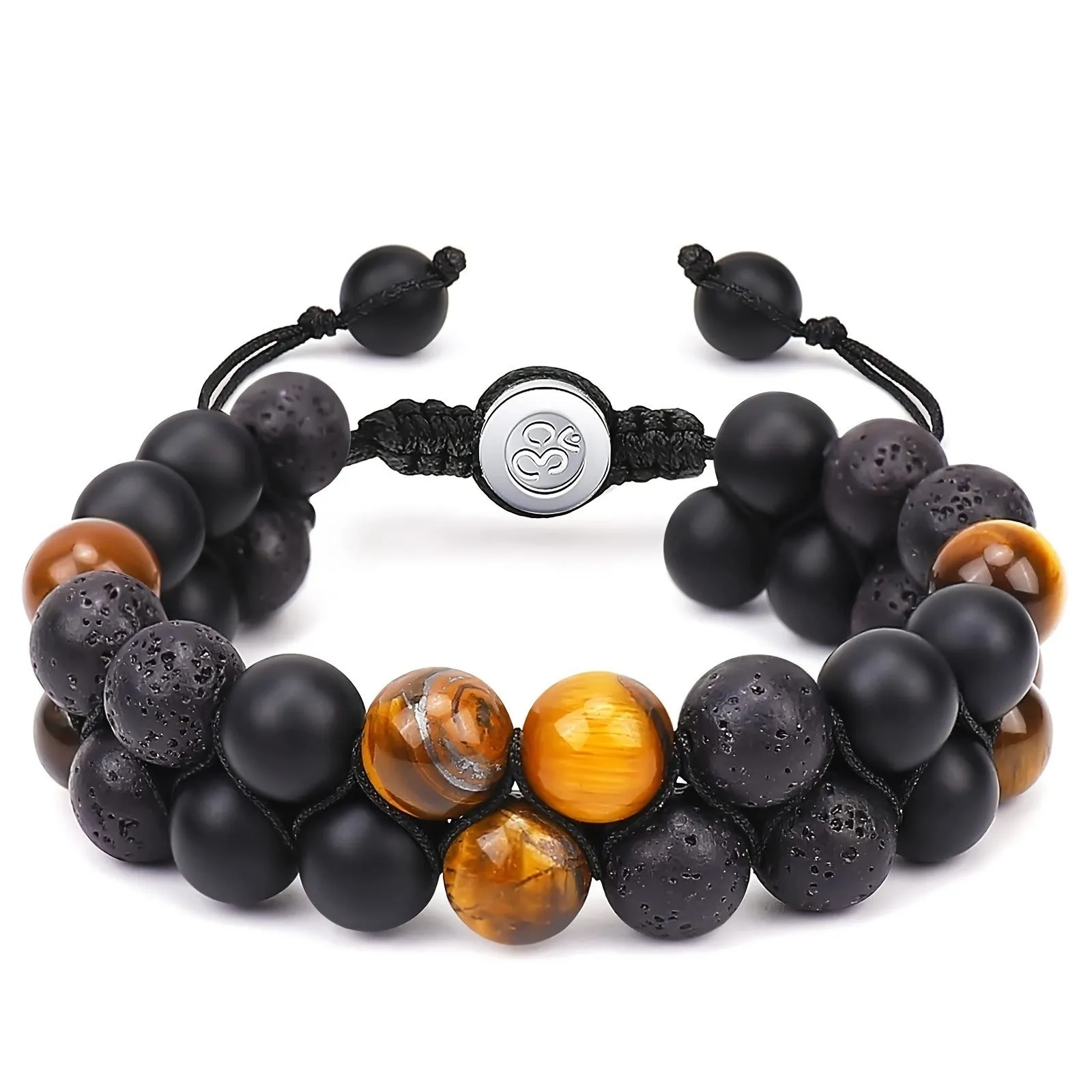 Natural Tiger Eye Agate Bracelet Men's Woven Adjustable Black Magnet Yoga Beaded Bracelet kode