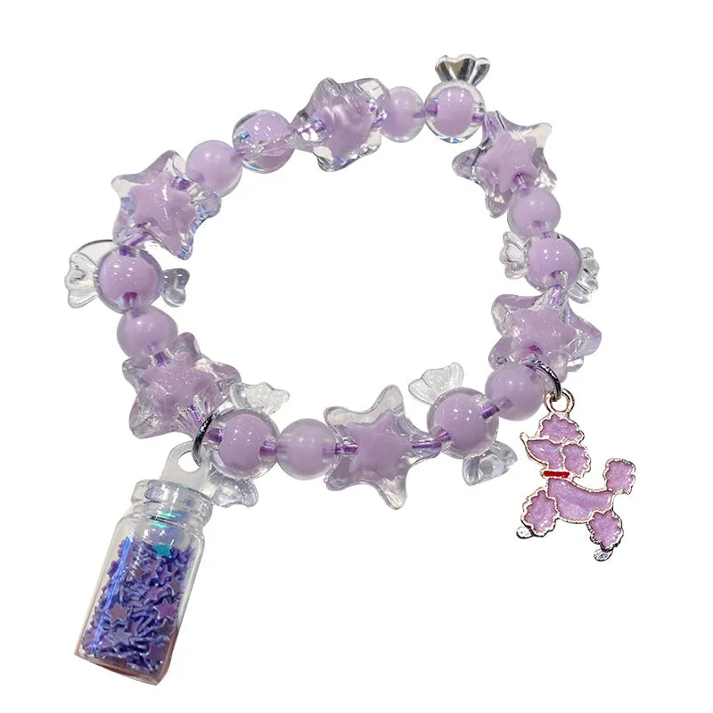 New Quicksand Bottle Girlfriends' Bracelet Cute Cartoon Bear Bracelet Student Candy Bracelet Crystal String Beads