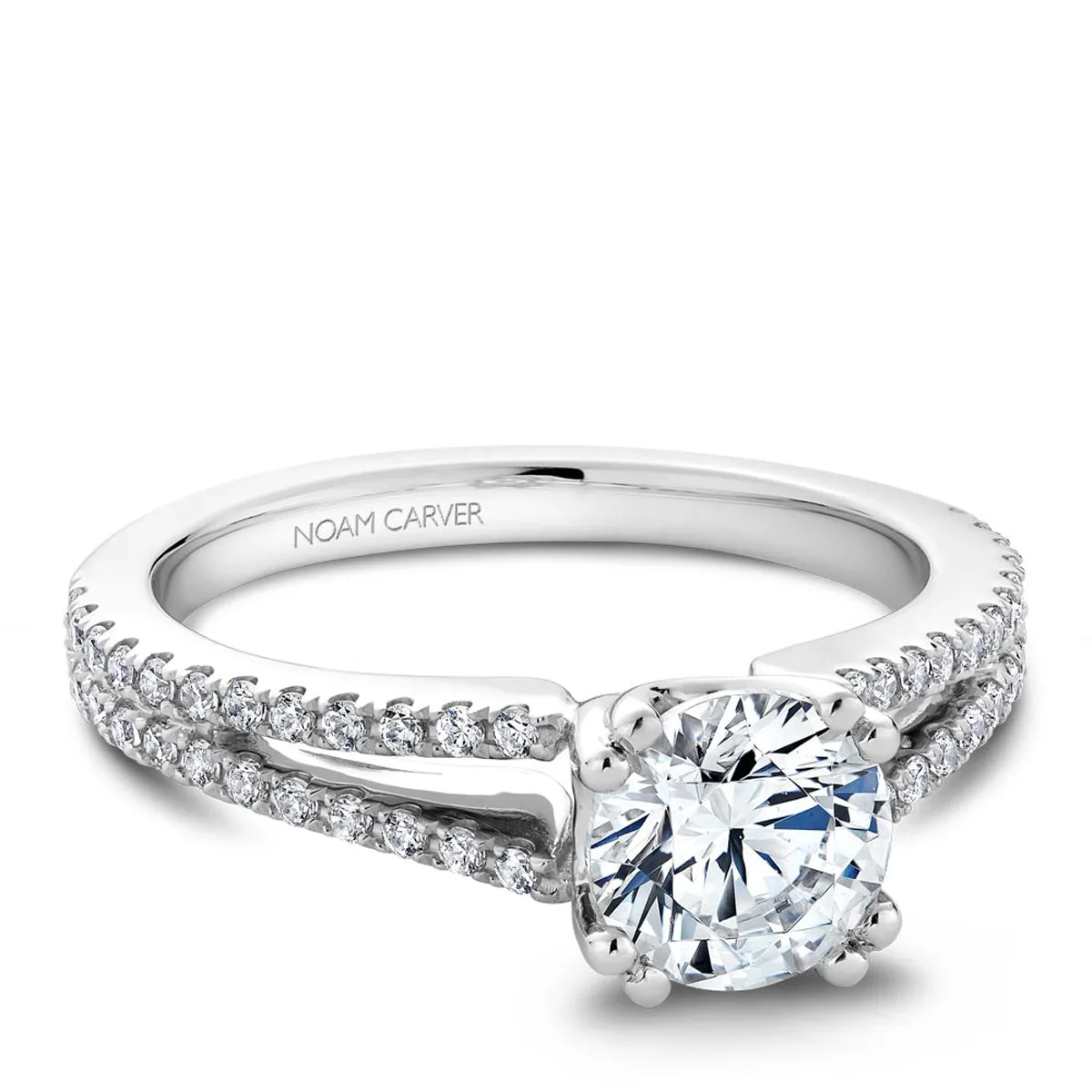 Noam Carver Split-Shank Diamond Engagement Ring in White Gold