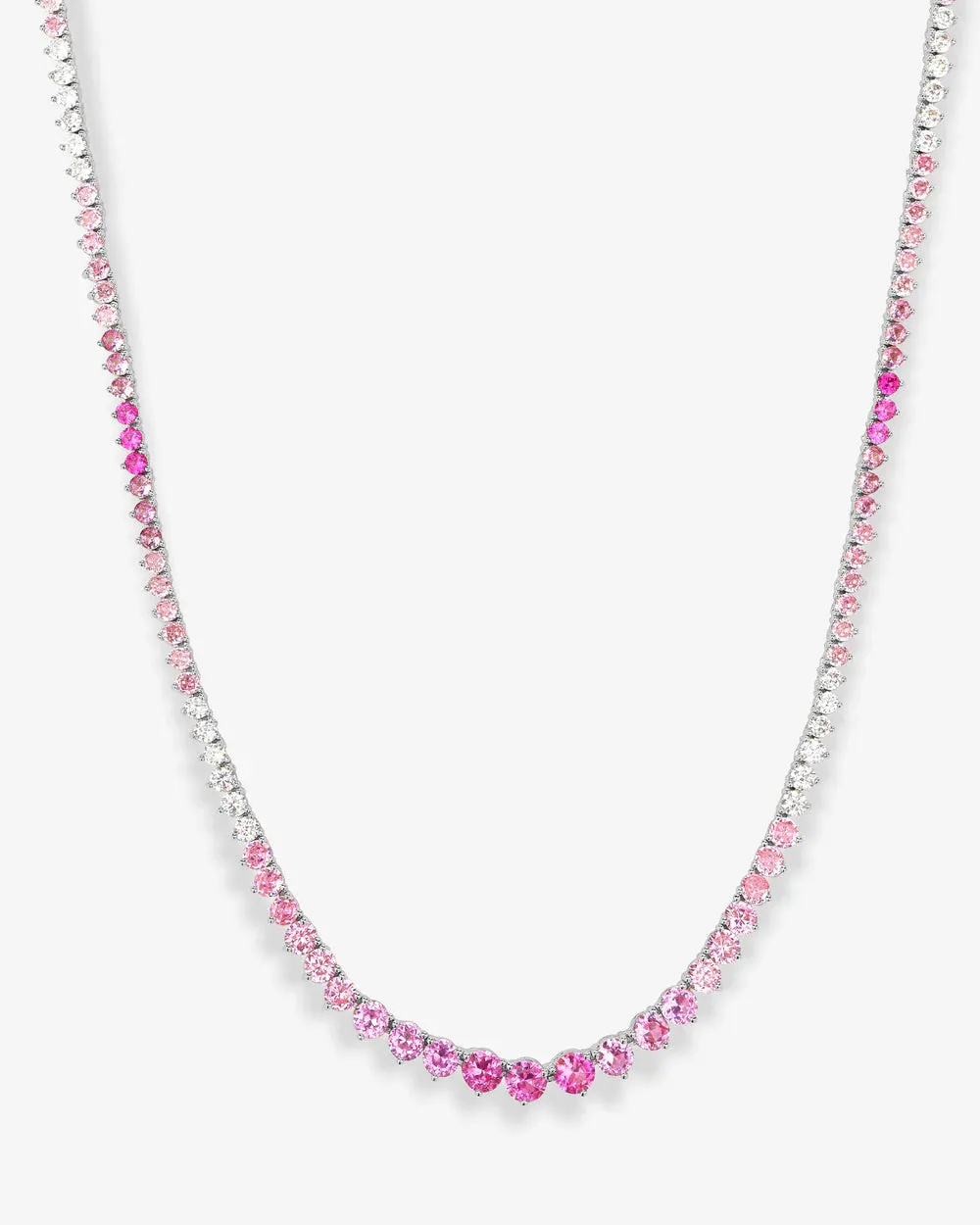 Not Your Basic Graduated Ombre Tennis Necklace 16" Pink