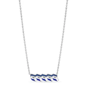 Odyssey Bar Necklace with Enamel and Blue Sapphire