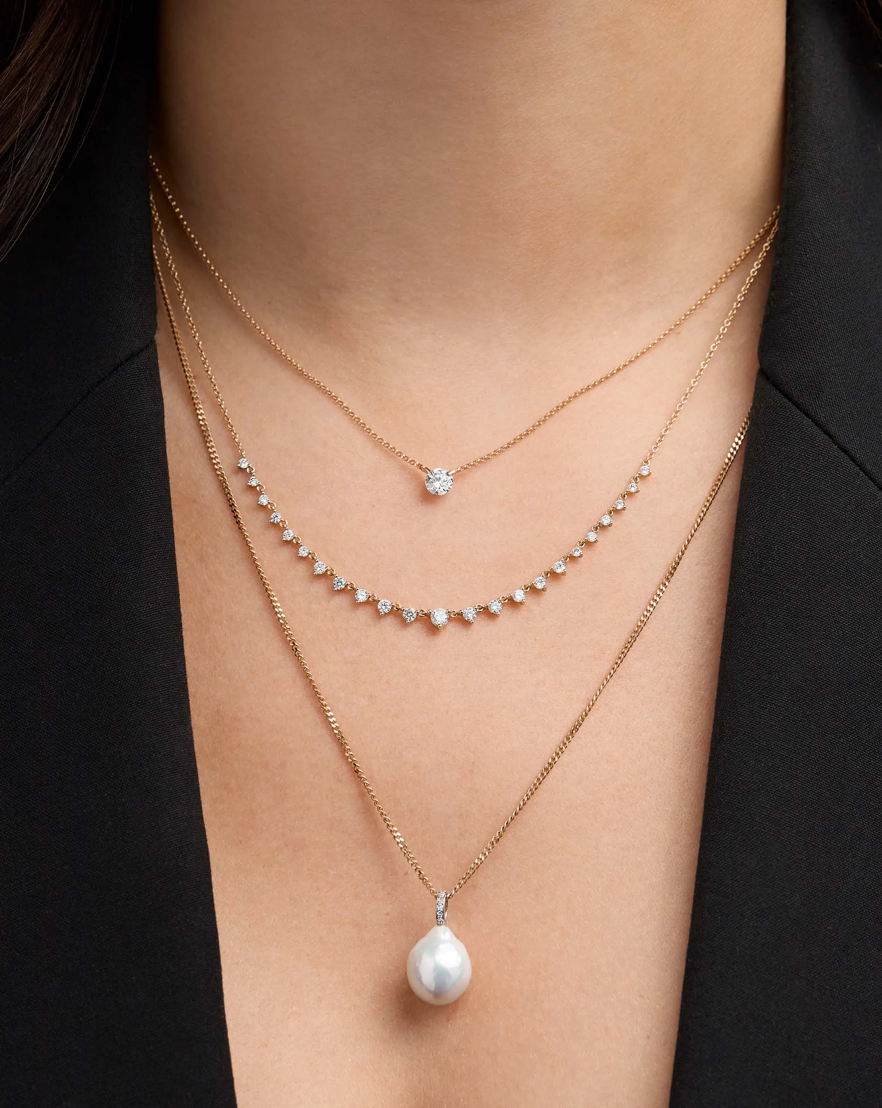 Organic Pearl   Pavé Layering Necklace