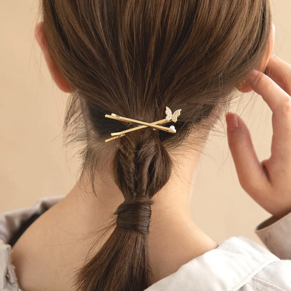 Pave Butterfly Hairpin Set