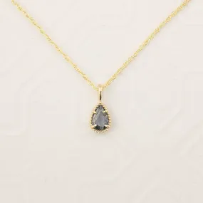 Pear Cut Sapphire Solitaire Dahlia Necklace, 14k yellow gold (One of a kind)