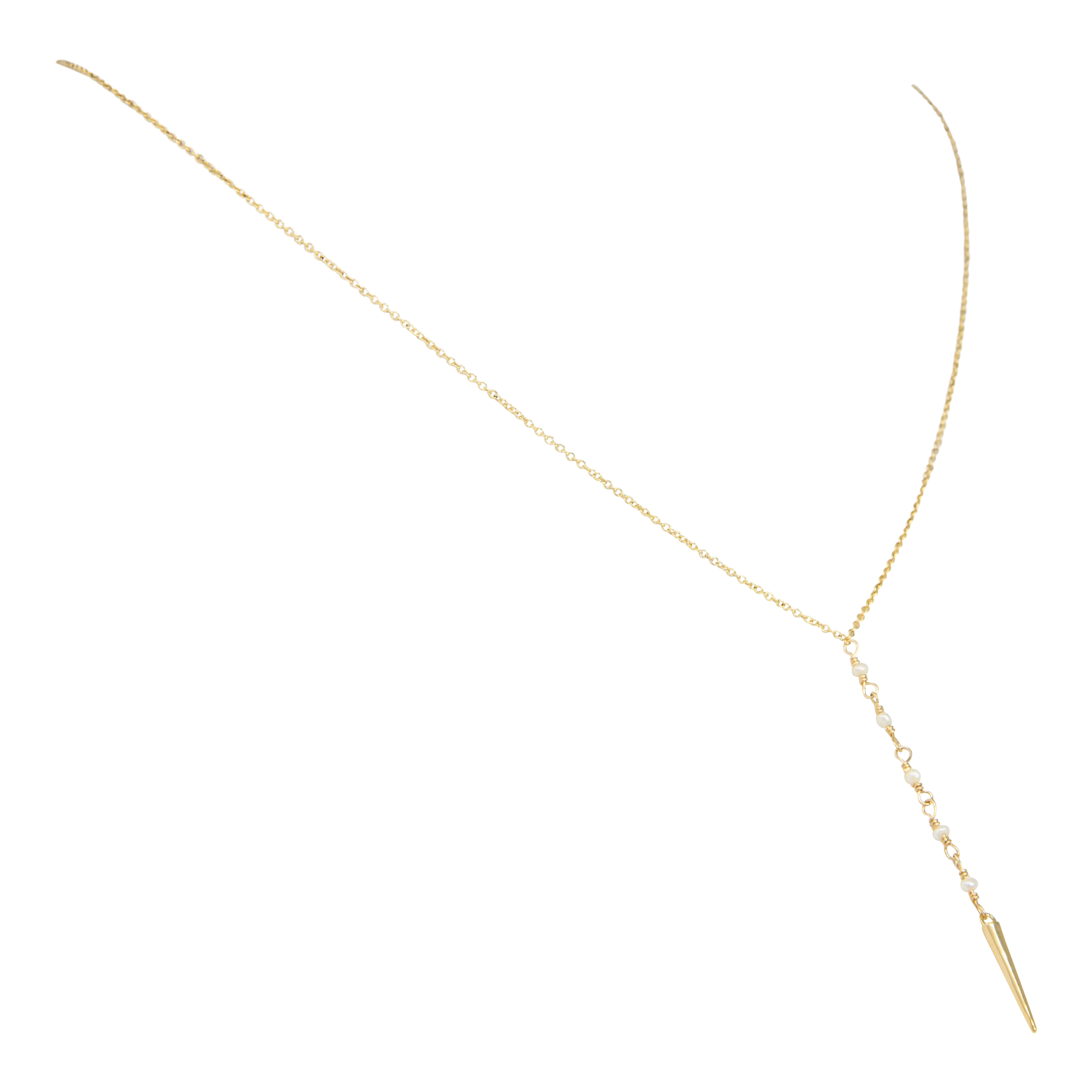 Pearl Lariat Spike Necklace