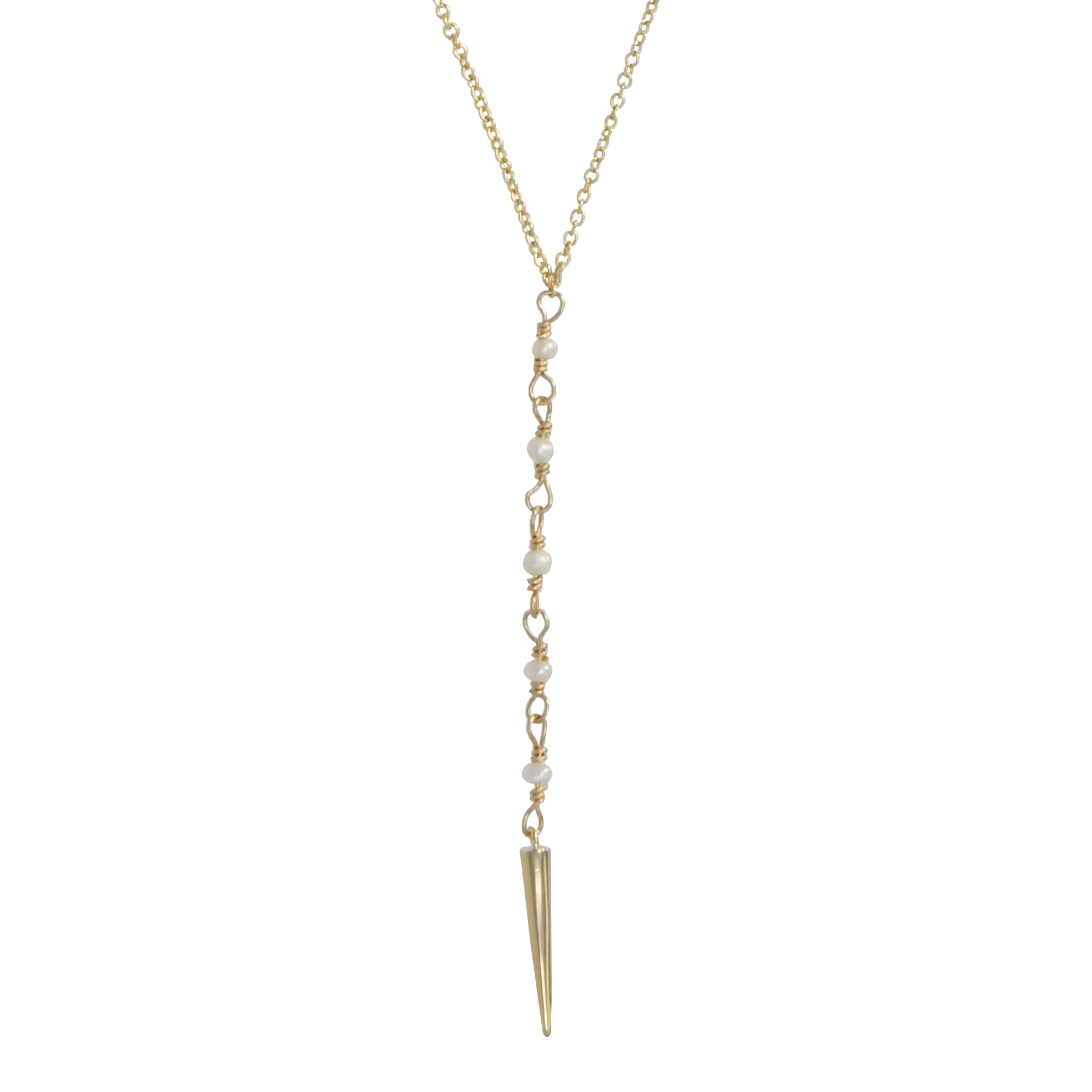 Pearl Lariat Spike Necklace