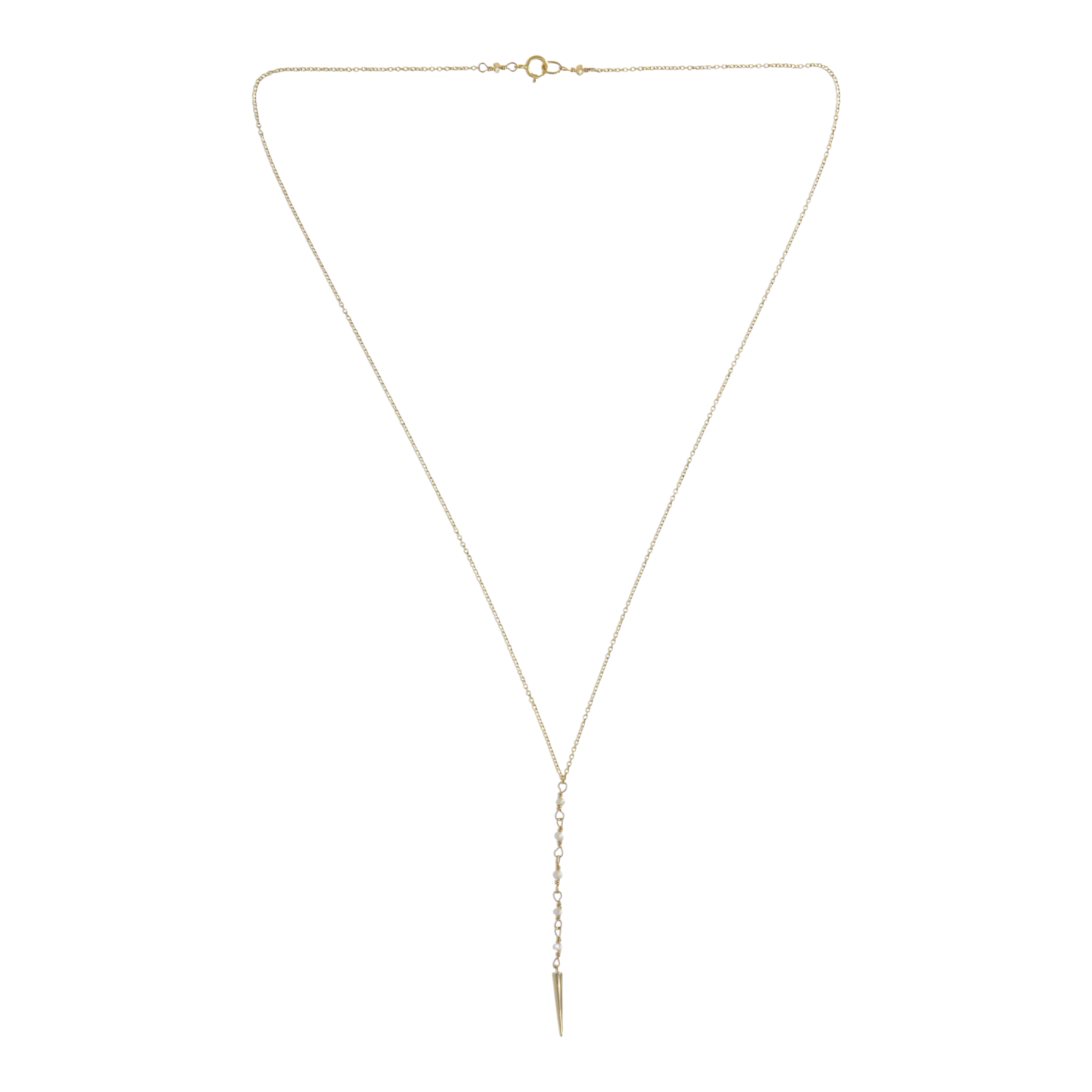 Pearl Lariat Spike Necklace