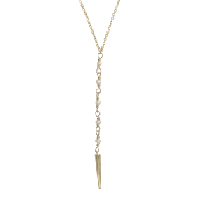 Pearl Lariat Spike Necklace