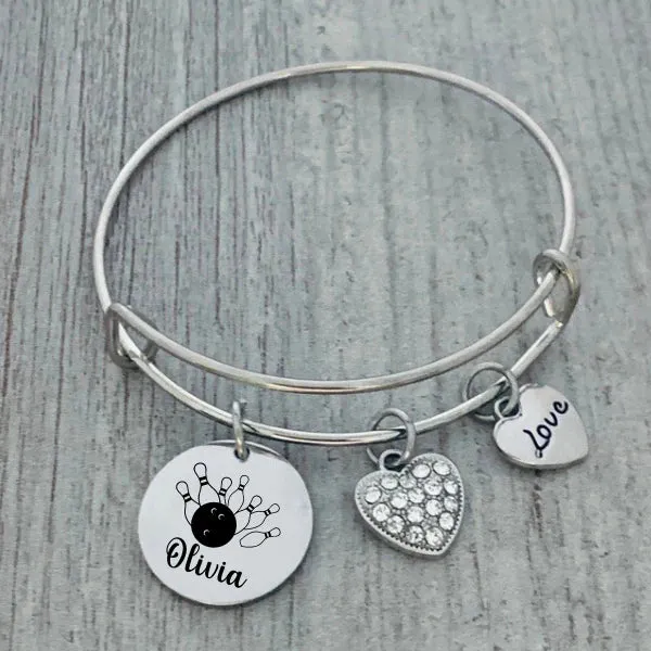 Personalized Bowling Charm Bracelet