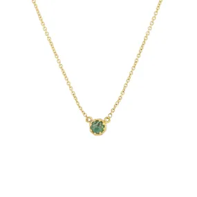 Petite Crown Bezel Emerald Necklace