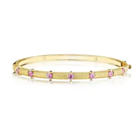 Pink Sapphire Antique Amulet Round Station Bangle