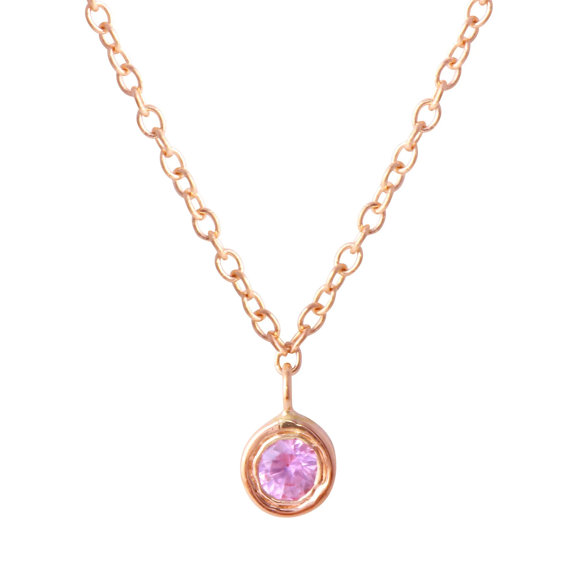 Pink Sapphire Bezel Necklace