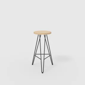 Plywood Bar Stool with Black Hairpin Base - Plywood Oak