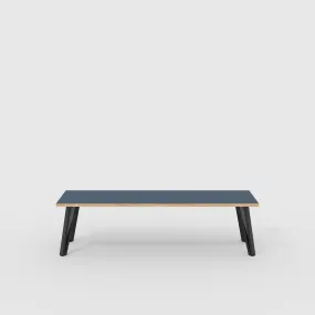 Plywood Bench Seat with Black Box Hairpin Legs - Formica Night Sea Blue - 1600(w) x 400(d) x 450(h)