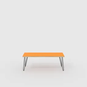 Plywood Bench Seat with Black Hairpin Legs - Formica Levante Orange - 1200(w) x 400(d)