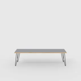 Plywood Bench Seat with Black Hairpin Legs - Formica Tornado Grey - 1600(w) x 400(d)