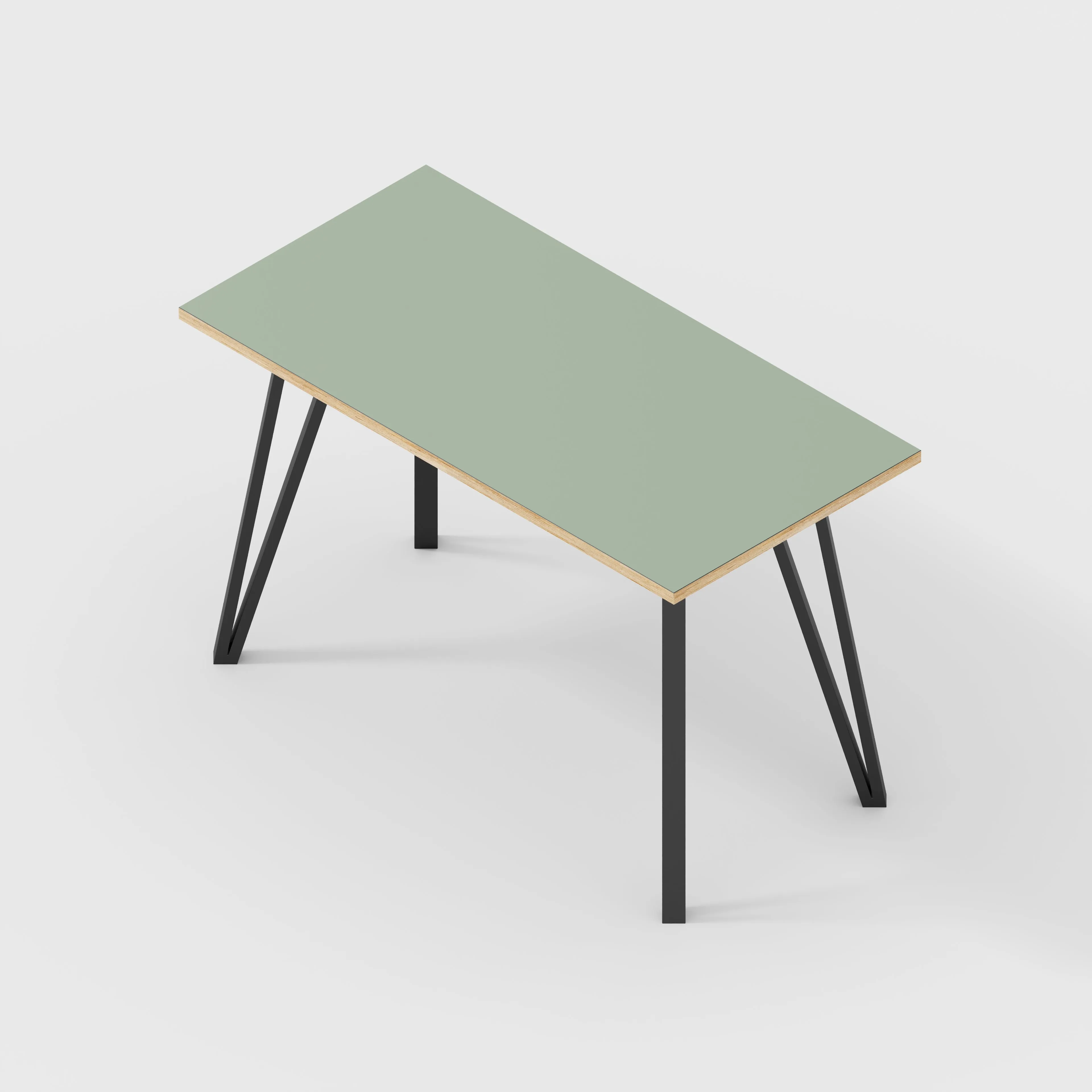 Plywood Desk with Black Box Hairpin Legs - Formica Green Slate - 1200(w) x 600(d) x 735(h)