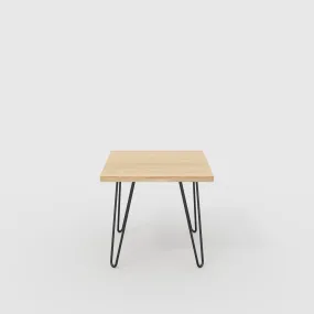 Plywood Side Table with Black Hairpin Legs - Plywood Oak - 500(w) x 500(d) x 425(h)