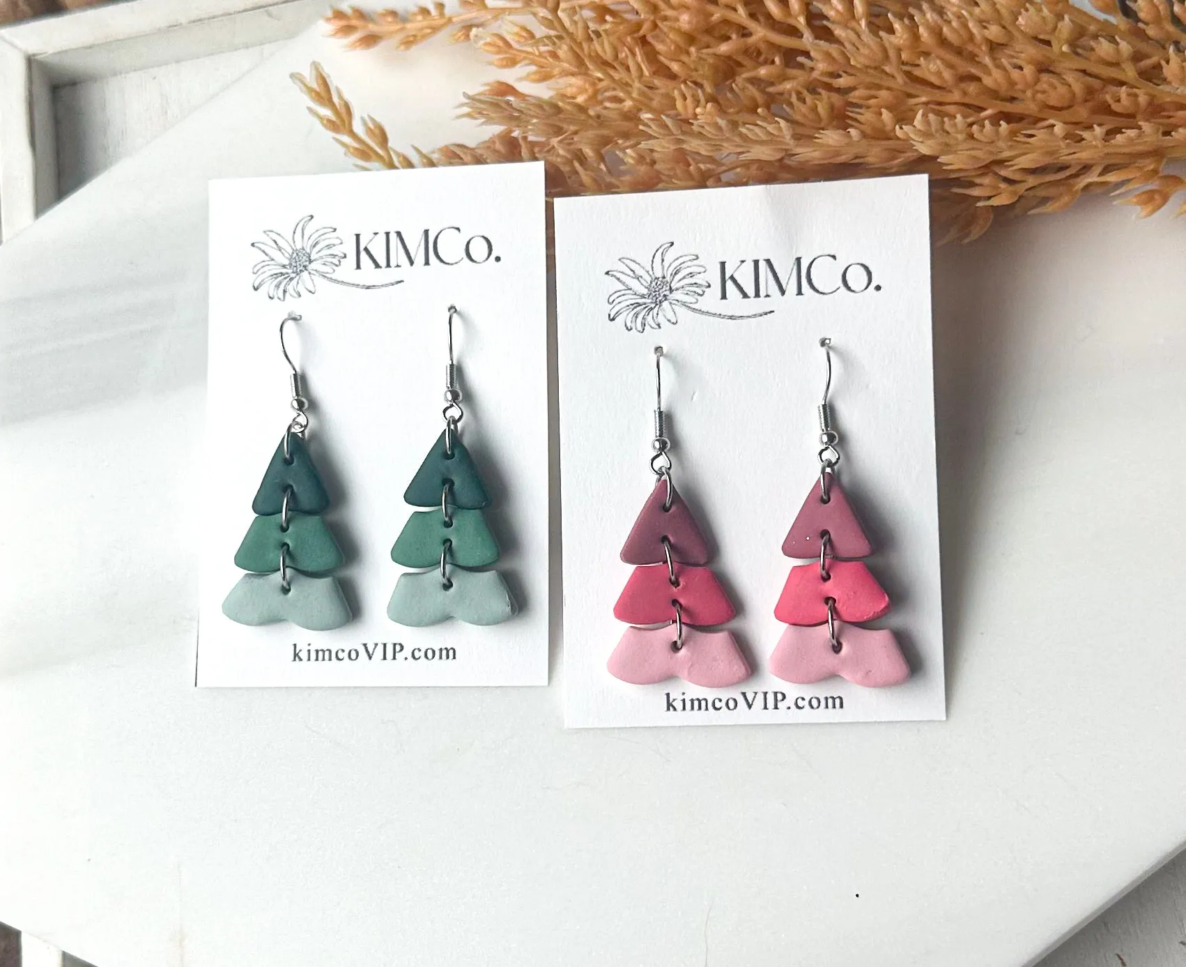 Polymer Clay Earrings - Decorative Christmas Tree