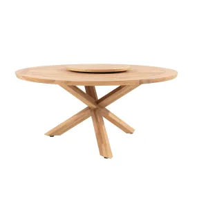 Prado 6 Seat Round Dining Table with Lazy Susan in Latte (Ex Display)