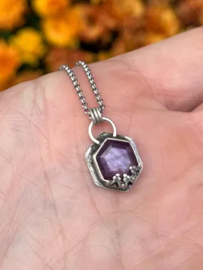 Purple Sapphire Hexagon Pendant