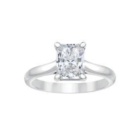 Radiant Cut Solitaire Diamond Engagement Ring in 18K White Gold