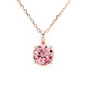 Ready Made | Phoebe Round Pink Lab Grown Sapphire Pendant in 18K Rose Gold