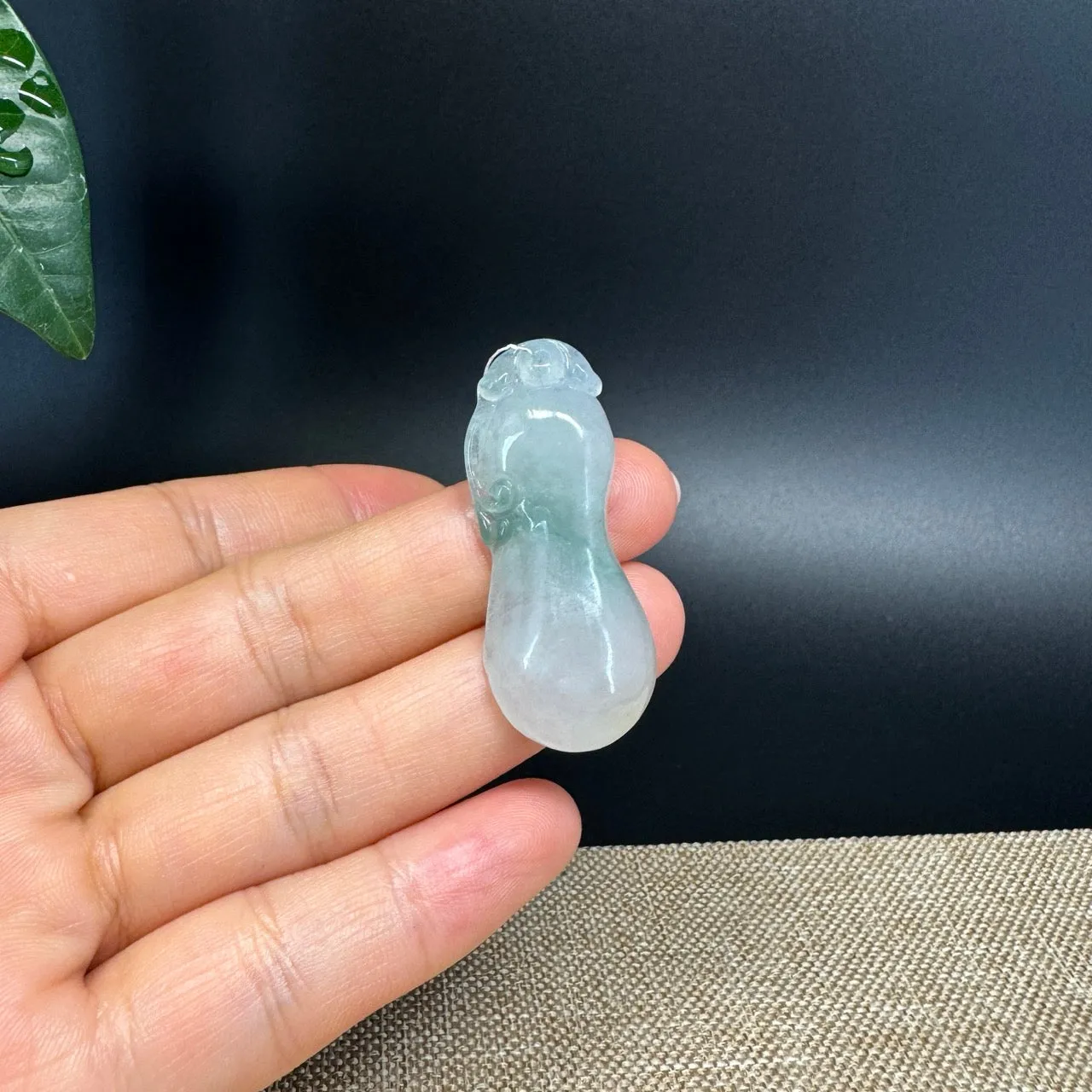 RealJade® Co.  Genuine Burmese Jadeite Jade Icy Blue Shou Tao Pendant Necklace