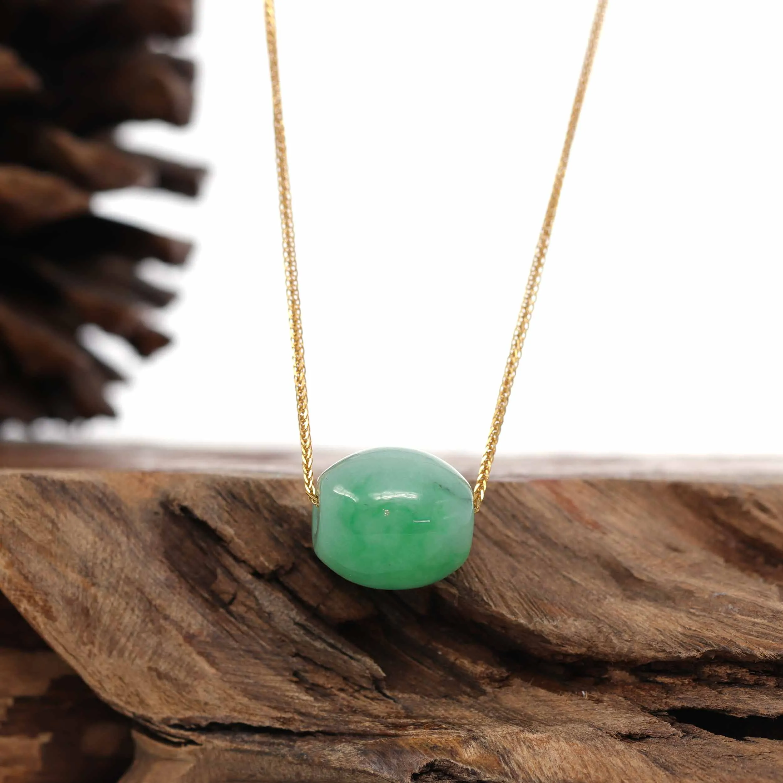 RealJade® "Good Luck Button" Necklace Rich Apple Green Jade Lucky TongTong Pendant Necklace