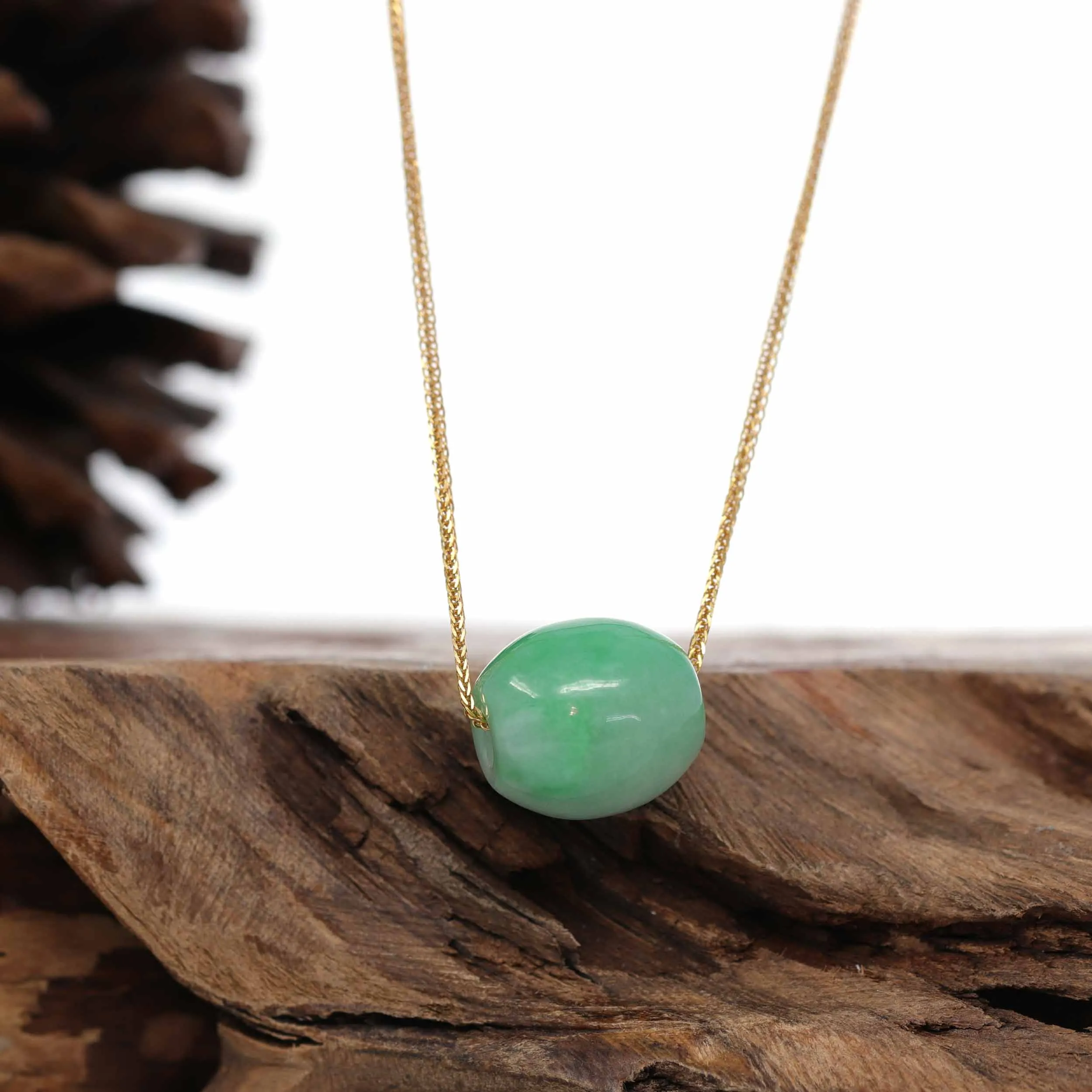 RealJade® "Good Luck Button" Necklace Rich Apple Green Jade Lucky TongTong Pendant Necklace