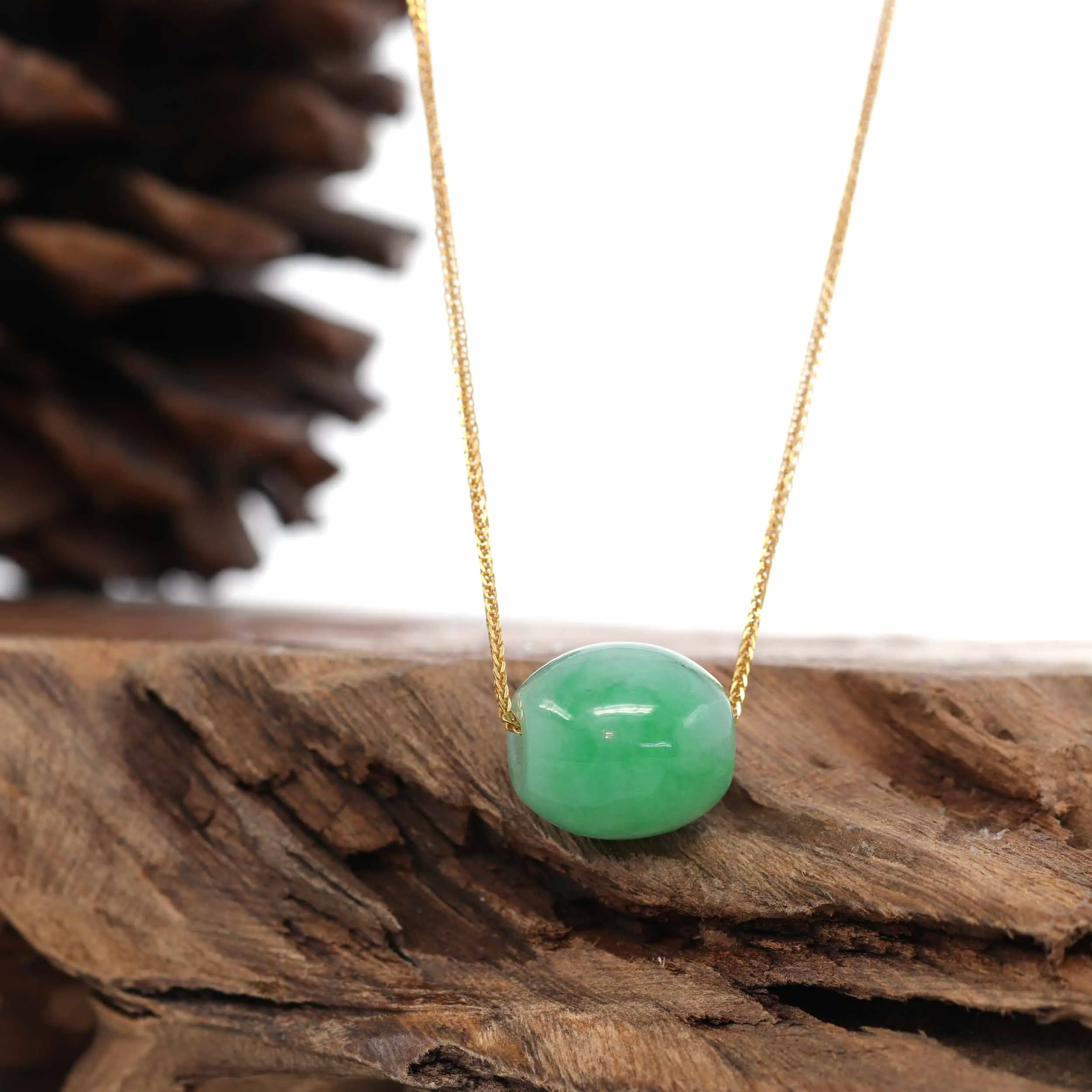 RealJade® "Good Luck Button" Necklace Rich Apple Green Jade Lucky TongTong Pendant Necklace