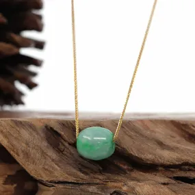 RealJade® "Good Luck Button" Necklace Rich Forest Green Jade Lucky TongTong Pendant Necklace