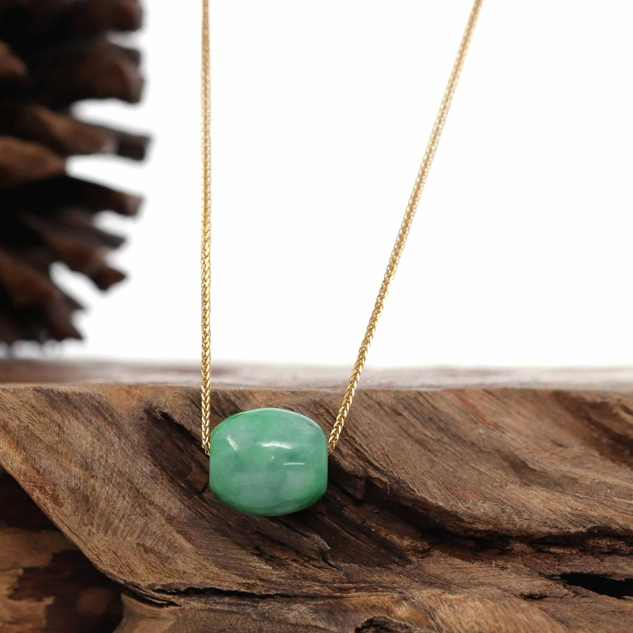 RealJade® "Good Luck Button" Necklace Rich Forest Green Jade Lucky TongTong Pendant Necklace