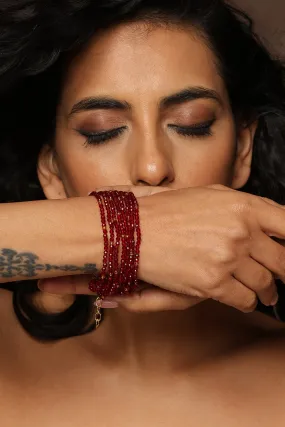 Red Gold Tone Beaded Bracelet