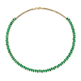 Reverse Water Drop Emerald Tennis Necklace | Ready to Ship