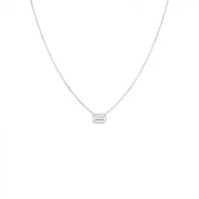 ROBERTO COIN 18K WHITE EAST-WEST SET EMERALD CUT DIAMOND SOLITAIRE NECKLACE