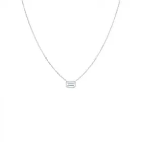 ROBERTO COIN 18K WHITE EAST-WEST SET EMERALD CUT DIAMOND SOLITAIRE NECKLACE