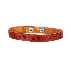 Romans 8:31 God Is For Us Large Leather Bracelet